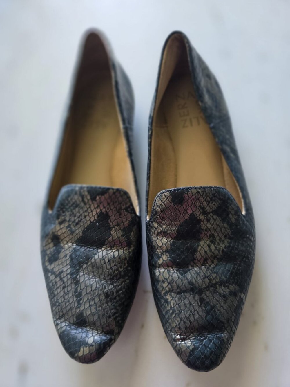 Naturalizer Ballet flats size 5. Dark blue and toned silver